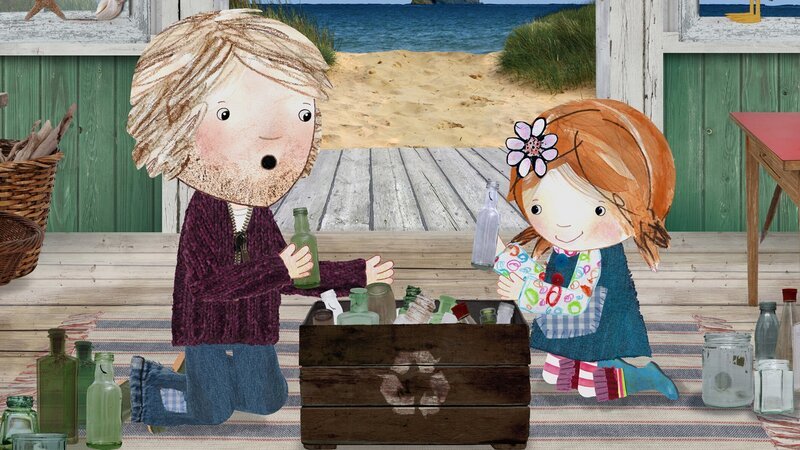 Heute sortieren Lily und Papa das Altglas. – Bild: KiKA/​Sixteen South