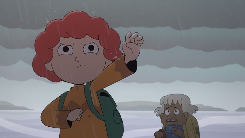 Ormhildur versucht, ihre verborgenen, magischen Kräfte einzusetzen, um den Troll Raudur aufzuhalten. – Bild: NDR/​Compass Films