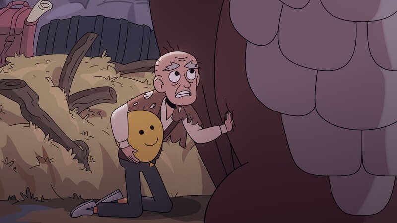 Albert ahnt, dass er schnell aus dem Nest des Haforn fliehen muss, wenn er nicht als Futter für die Haforn-Babys enden will. – Bild: NDR/​Compass Films