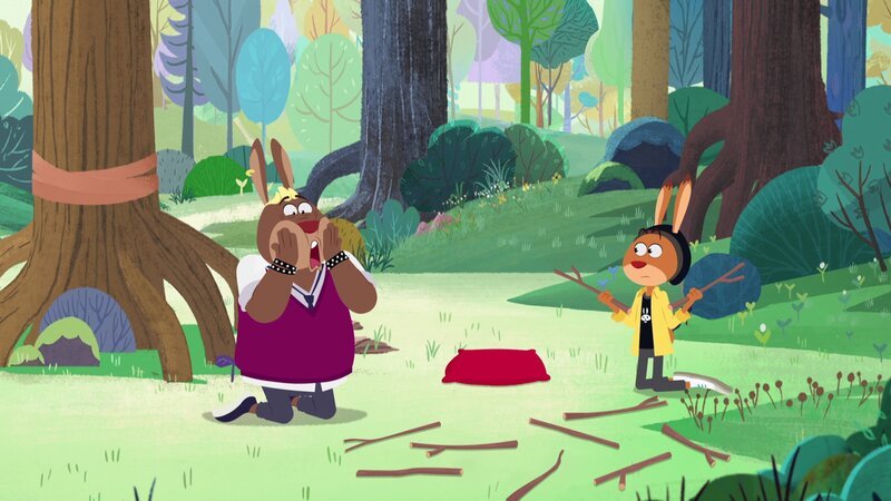 Chester ist außer sich! Welcher dieser Stöcke ist noch mal der Staffelstab der Weisheit? – Bild: SWR /​ Akkord Film /​ 2Minutes