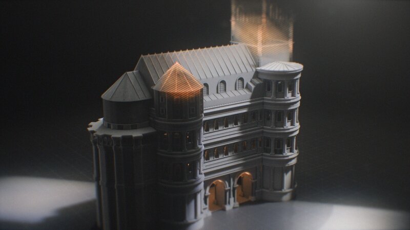 VFX-Montage der Porta Nigra Kirche. (Go Button Media Inc. /​ GB SAS1 Productions Inc.) – Bild: National Geographic