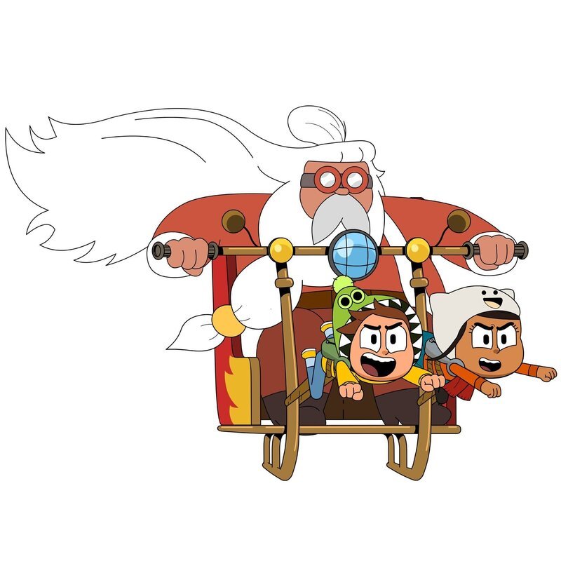 Mats (l.) und Malika (r.) helfen dem Weihnachtsmann. – Bild: SUPER RTL