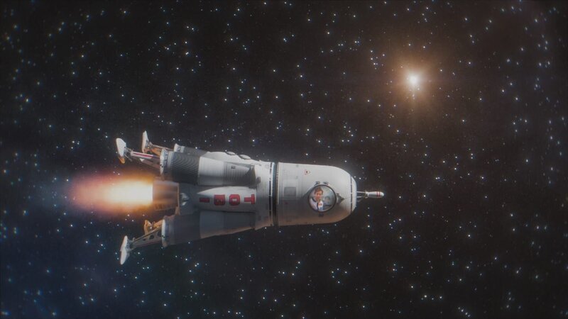 Tobi auf dem Weg mit seiner Rakete zum Mars. – Bild: BR/​megaherz gmbh/​Robert Mayer