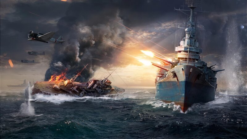 Kriegsschiffe – Bild: RTL /​ World of Warships /​ Schiffskonvois