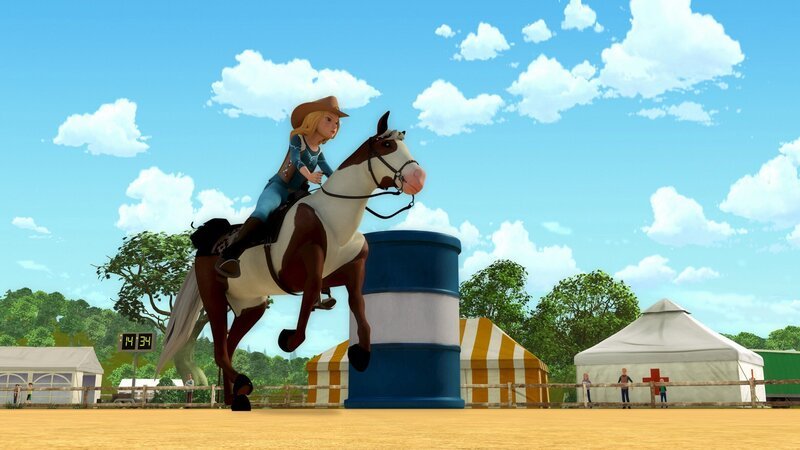 Beim Barrel Race muss Wendy alles geben, sonst verliert sie ihr neues Zaumzeug. – Bild: ZDF/​Wendy and Associated Characters (c) WPL 2012