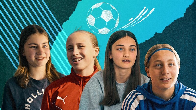 Liv, Pauline, Eriona und Chayenne (von links nach rechts) haben einen Traum: Sie wollen Profifußballerinnen werden – Bild: WDR/​Karin de Miguel Wessendorf