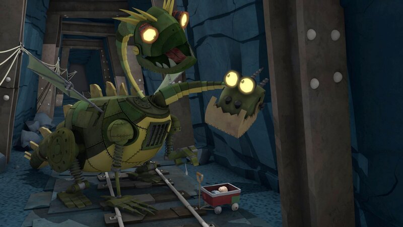 Die Wiege mit dem kleinen Baby ist zufällig bei den Feuerzangenbrüdern gelandet. – Bild: ZDF/​Caligari