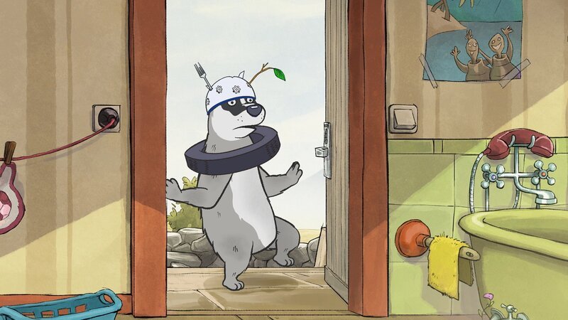 Dachs will Dr. Brumm erschrecken und so den Schluckauf vertreiben. – Bild: rbb/​WunderWerk/​TRIKK 17