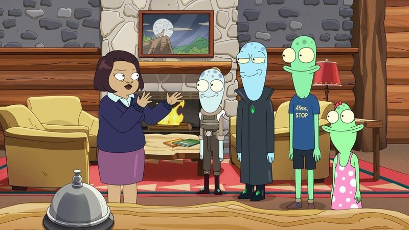 Yumyulack (2.v.l.), Korvo (m.), Terry (2.v.r.), Jesse (r.) – Bild: Paramount /​ HULU /​ 2022 20th Century Studios. All Rights Reserved.