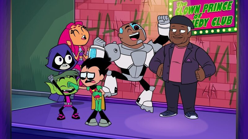 Raven (l.), Beast Boy (2.v.l.), Starfire (3.v.l.), Robin (3.v.r.), Cyborg (2.v.r.) – Bild: Warner Bros. Entertainment Inc.
