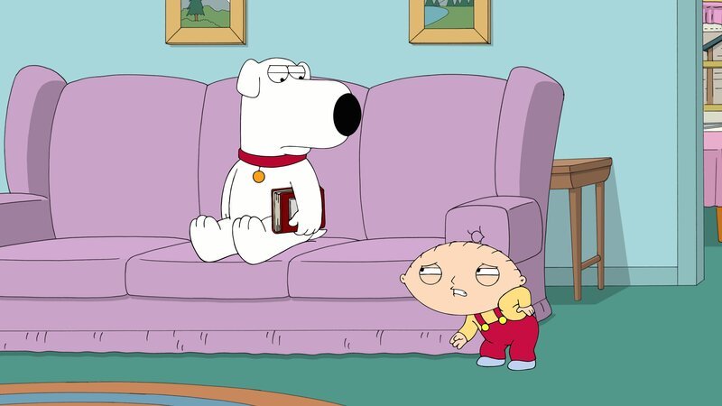 Stewie (r.) wird von fiesen Rückenschmerzen geplagt, doch anders als Brian (l.) vermutet, ist es dieses Mal wirklich ernst. – Bild: Fox and its related entities. All rights reserved. Lizenzbild frei