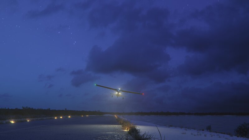 Cessna Recon: Das Leichtflugzeug Cessna, das Drogen nach Norman’s Cay auf den Bahamas bringt. Das Flugzeug landet auf der Landebahn, ist aber zu schnell und zu niedrig unterwegs, um sicher zu landen und stürzt schließlich auf der Insel ab. – Bild: National Geographic