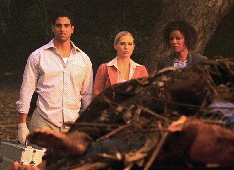 Eric (Adam Rodriguez, l.) und Calleigh (Emily Procter, M.) untersuchen den Mord an einem Krematoriumsbesitzer. Sie werden jedoch nicht nur mit dessen Leiche, sondern gleich mit Dutzenden von Toten konfrontiert: Im Hof des Krematoriums finden sie einen ganzen Stapel von Leichen … – Bild: RTL