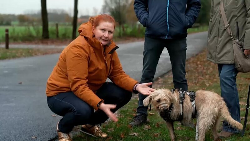 Jantke mit „Abby“. +++ Die Verwendung des sendungsbezogenen Materials ist nur mit dem Hinweis und Verlinkung auf RTL+ gestattet. – Bild: RTL /​ Mina TV /​ Die Unvermittelbaren – Mit Martin Rütter: Das große Wiedersehen