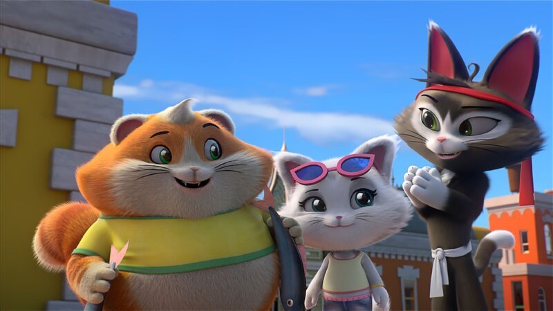 Milady nimmt Metti mit zu ihrem alten Katz-Fu-Lehrer, damit Metti lernt sich selbst zu verteidigen. Cato (r.) weiht Metti in die Geheimnisse des Katz-Fu ein. – Bild: Rainbow S.r.l.