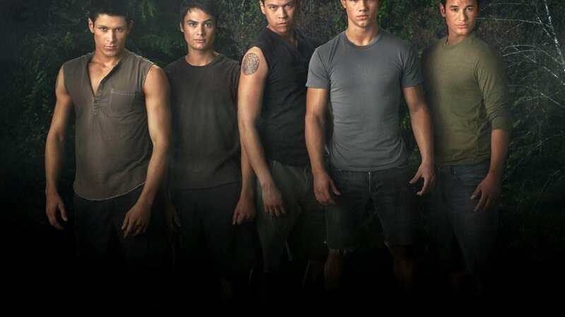 Jacobs Clique (v.l.): Paul (Alex Meraz), Embry Call (Kiowa Gordon), Sam Uley (Chaske Spencer), Jacob Black (Taylor Lautner) und Jared (Bronson Pelletier) – Bild: VOX/​Summit Entertainment, LLC