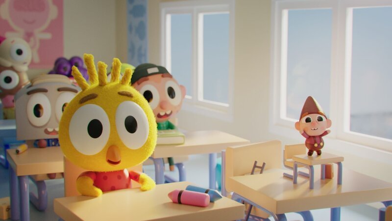 In der Klasse wird Bob (r.) oft übersehen, während Karla (l.) immer gefragt wird. Auch die anderen Kinder nehmen oft wenig Notiz vom kleinen Wichtel Bob. – Bild: ZDF