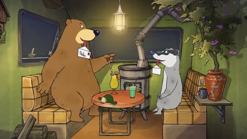 Dr. Brumm und Dachs haben ein neues Spiel erfunden. – Bild: rbb/​WunderWerk/​TRIKK 17