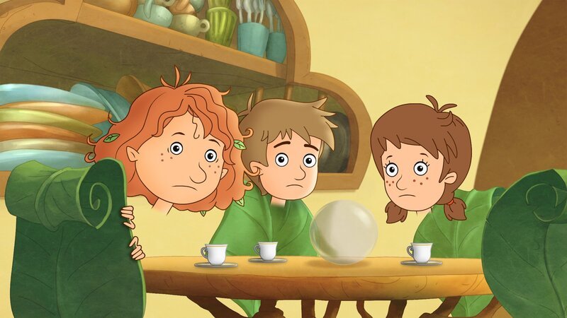 Petronella scheint auch überrascht über die Nebenwirkung ihrer Zauberäpfel. – Bild: ZDF/​Akkord Film/​Bastei Lübbe AG /​ KiKA