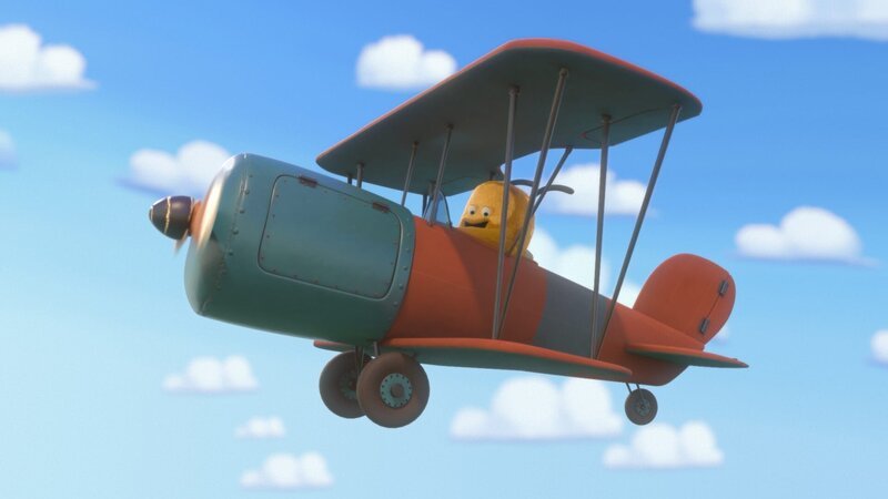 Kiwi fliegt mit seinem Flugzeug und ist glücklich. – Bild: NDR/​Copenhagen Bombay Rights