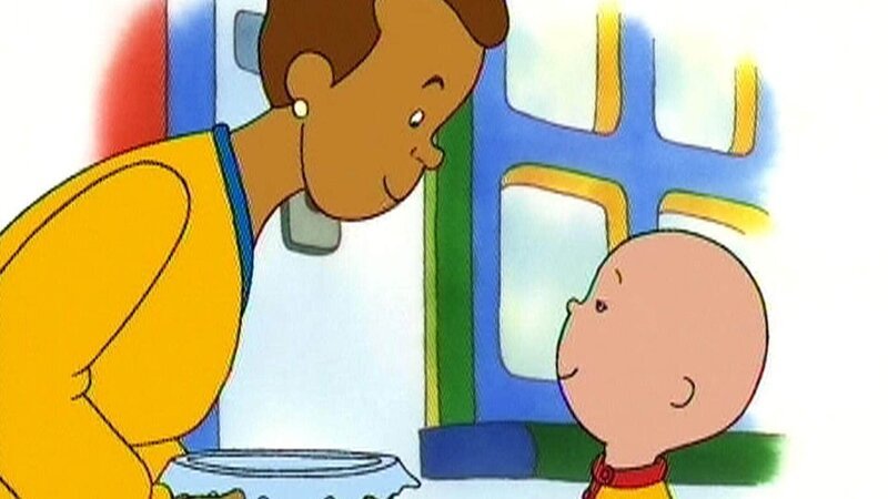 Zum Einzug hat Caillou der neuen Nachbarin einen Kuchen mitgebracht. – Bild: SUPER RTL (C) Das SUPER RTL-Bildmaterial darf nur zur redaktionellen Berichterstattung im Zusammenhang mit der jeweiligen Sendung unter Angabe der Credits und Beachtung der unter http:/​/​kommunikation.superrtl.de genannten Nutzungsbeschränkungen verwendet