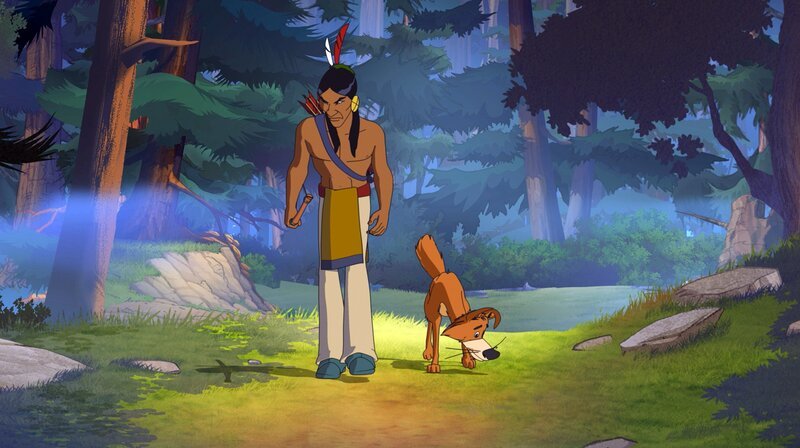 Jäger Stolze Wolke und Hund Knickohr folgen der Fuchsfährte. – Bild: WDR/​Ellipsanime Productions/​Belvision/​Les Cartooneurs Associés/​2 Minute