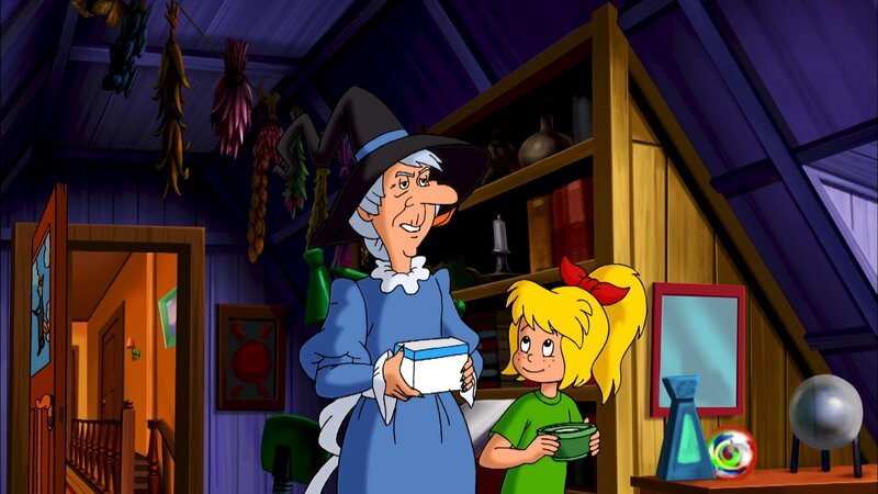 Mania hat alle Zutaten für den Hextrank gesammelt. – Bild: ZDF/​Kiddinx