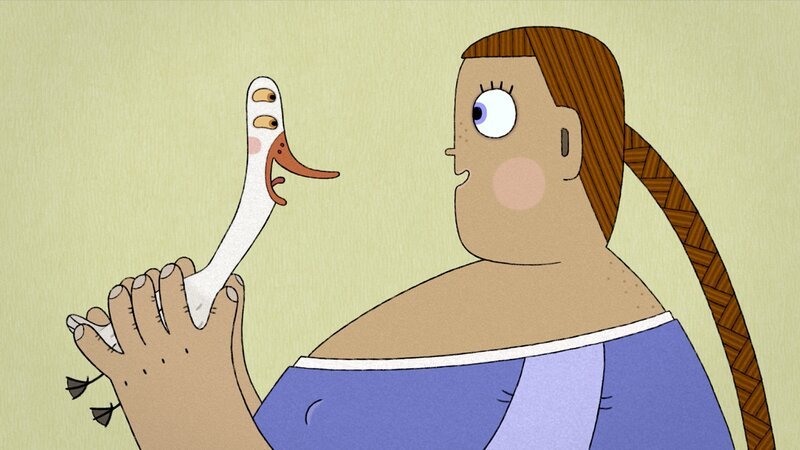 Die Sache ist entschieden, die entlaufene Ente darf auf Lenas Hof bleiben. – Bild: ZDF/​Studio Film Bilder/​Elena Walf