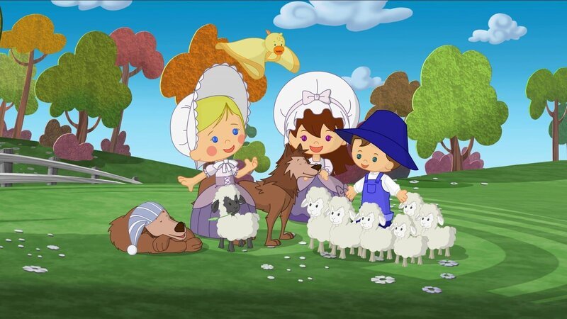 Zoé, Lili und Max haben ihre Schafe wiedergefunden und sogar dem Wolf und seinem Bruder geholfen. – Bild: KiKA