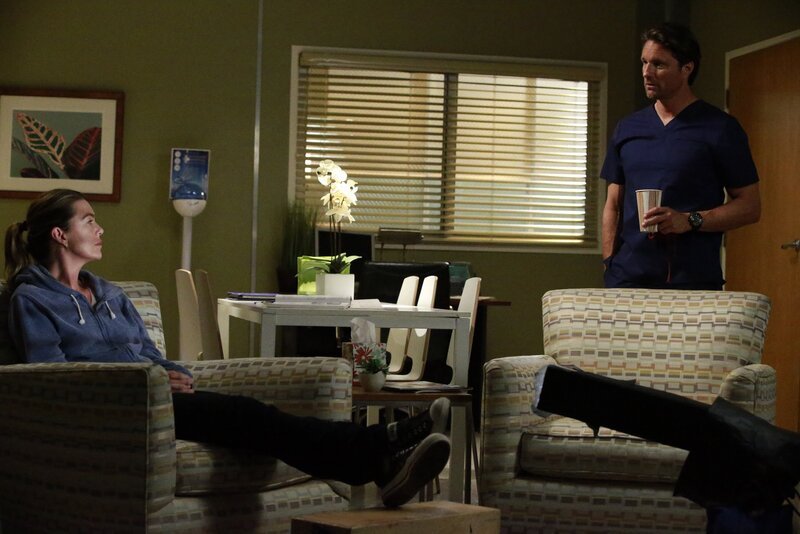 Während Riggs (Martin Henderson, r.) versucht, bei Meredith (Ellen Pompeo, l.) zu landen, kämpfen ihre Kollegen um das Leben von Andrew … – Bild: 2016 American Broadcasting Companies, Inc. All rights reserved. /​ Mitch Haaseth Lizenzbild frei