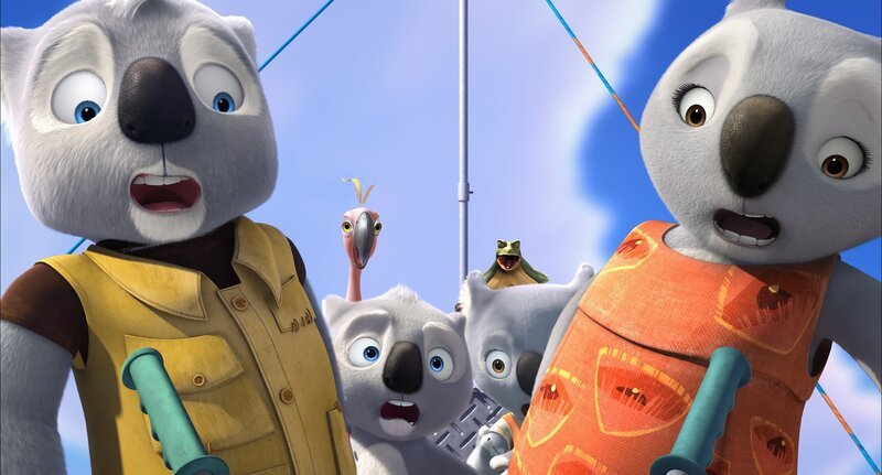 Im Sturzflug: (v.l.) Mr. Bill, Jorge, Blinky, Jacko, Katie und Mrs. Bill. – Bild: KiKA/​Assemblage Entertainment/​Flying Bark Productions/​Telegael