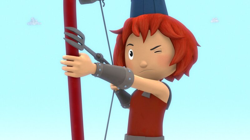 Wenn Bö ihren Bogen spannt, ist keiner in Schrottland sicher. – Bild: ZDF/​Caligari