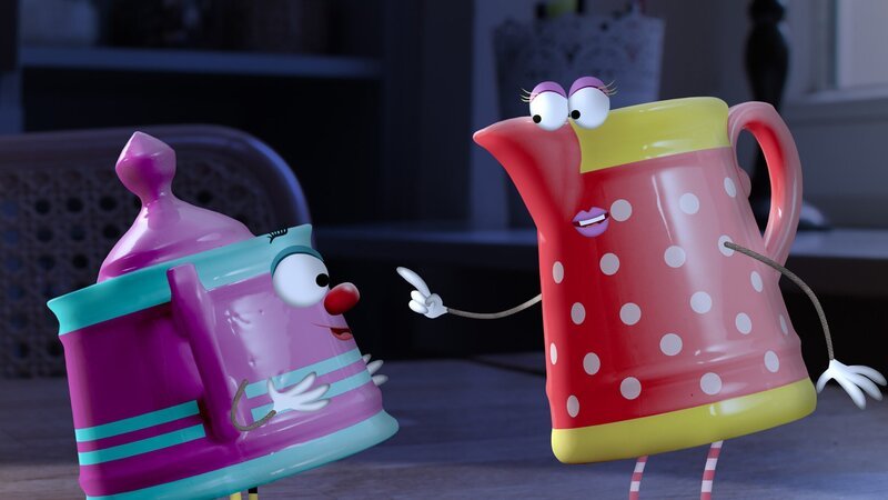 Milchkännchen und Zuckerdöschen beweisen der Kaffeekanne, dass sie sehr schön zusammen spielen können. – Bild: rbb/​Bastei Media
