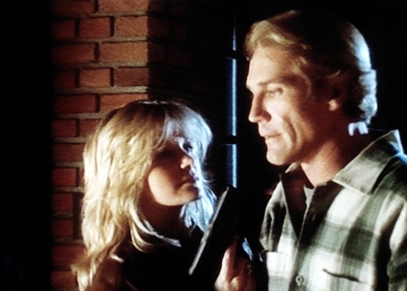 Steve (Barry Van Dyke, r.) hat Lynn (Rebeccah Bush, l.), die Mörderin, gestellt – wird aber von ihr mit der Waffe in Schach gehalten. – Bild: Viacom