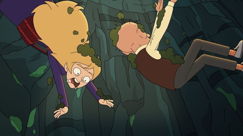 Gudrun und Albert fallen in ein tiefes Erdloch. – Bild: NDR/​Compass Films