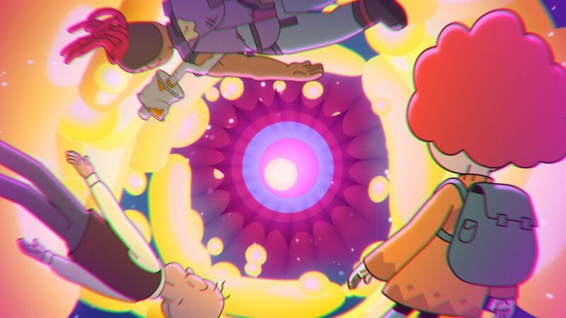 Ormhildur und ihre Freunde haben das interdimensionale Portal betreten. – Bild: NDR/​Compass Films