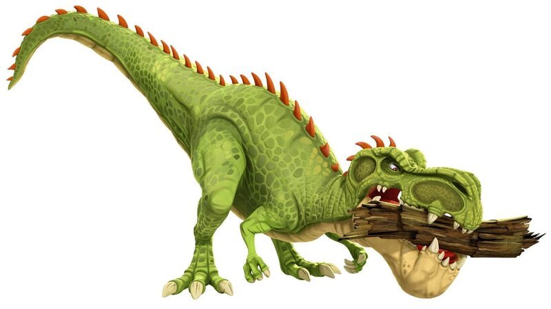 Um den furchteinflößenden und faszinierenden Gigantosaurus rankt sich ein Mysterium, da niemand sich traut, ihn wirklich zu erforschen. Deshalb machen sich die vier Dinosaurierfreunde Rocky, Billy, Tiny und Manu auf in ein Abenteuer, um Licht ins Dunkle zu bringen. – Bild: Cyber Group Studios S.A.S.