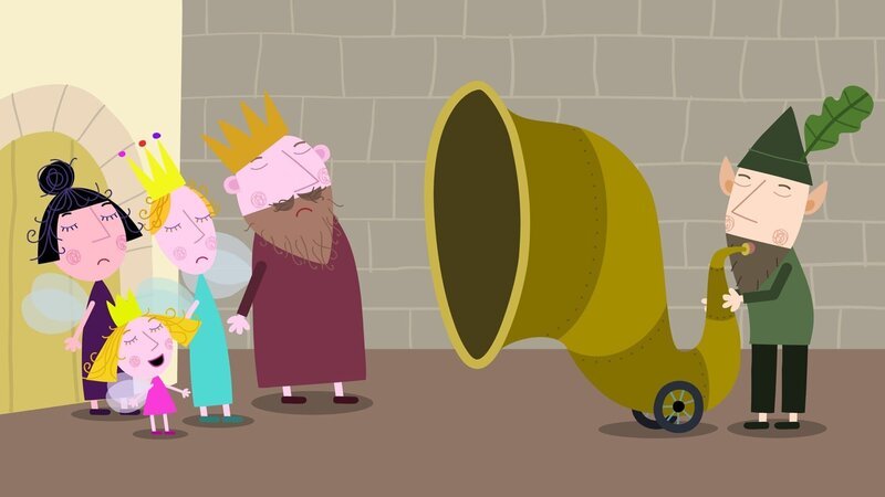 Der König bestellt die Elfenband damit sie für seine Gäste ein Stück einstudieren. – Bild: ZDF/​Astley Baker Davies Ltd/​Rubber Duck Entertainment