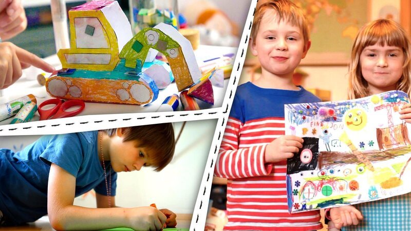 Auf Baustellen ist was los! Kinder basteln und malen zum Thema Baustelle. – Bild: KiKA/​Motion Works GmbH