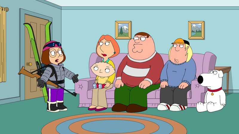 (v.l.n.r.) Meg Griffin; Lois Griffin; Stewie Griffin; Peter Griffin; Chris Griffin; Brian Griffin – Bild: 2018⁠–⁠2019 Fox and its related entities. All rights reserved. Lizenzbild frei