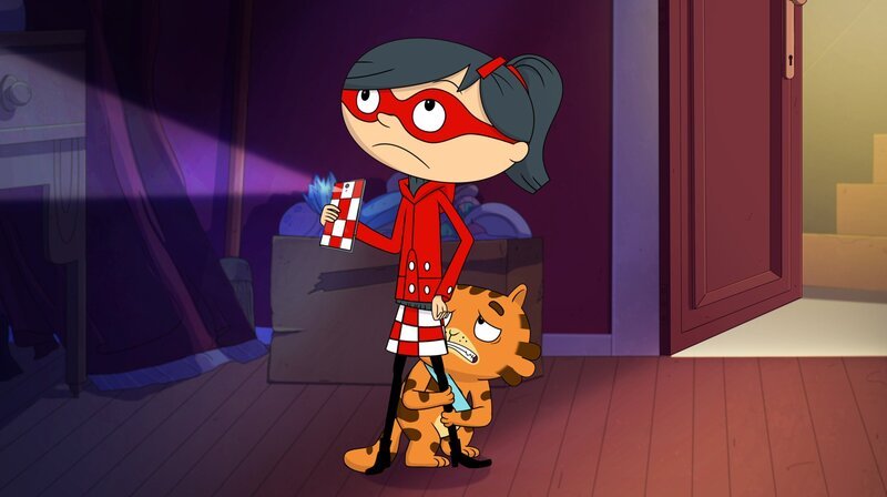 Ist da wer? Mirette und ihr Katzistent ermitteln im Fall der verschwundenen Tänzerinnen. – Bild: WDR/​Cyber Group Studios/​KD Productions Toons&Games – Televisió De Catalunya