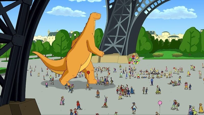 „Tom“, „Tom in Paris.“ Auch in Paris wird Tom seine Verfolger nicht los. Sie haben einen Sender an seinem Körper befestigt. Jetzt weiß Mr. Carter immer, wo sich der Dinosaurier befindet. – Bild: ORF
