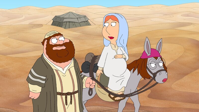 Peter erzählt seine ganz eigene Weihnachtsgeschichte mit ihm als Josef (l.) und Lois als Maria (r.) … – Bild: 2013 Twentieth Century Fox Film Corporation. All rights reserved. Lizenzbild frei