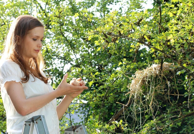 ARD STURM DER LIEBE FOLGE 1370, am Donnerstag (08.09.11) um 15:10 Uhr im ERSTEN. Eva (Uta Kargel) rettet einen jungen Vogel und steigt dafür auf die Leiter. – Bild: ARD/​Ann Paur