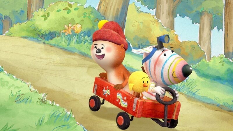 Dylan (rechts), Bitsy (Mitte) und Ozzy (links) sind als Zahnarztteam unterwegs, um den entflohenen Karieszahn zu finden. – Bild: ZDF/​9 Story Media Group Inc.