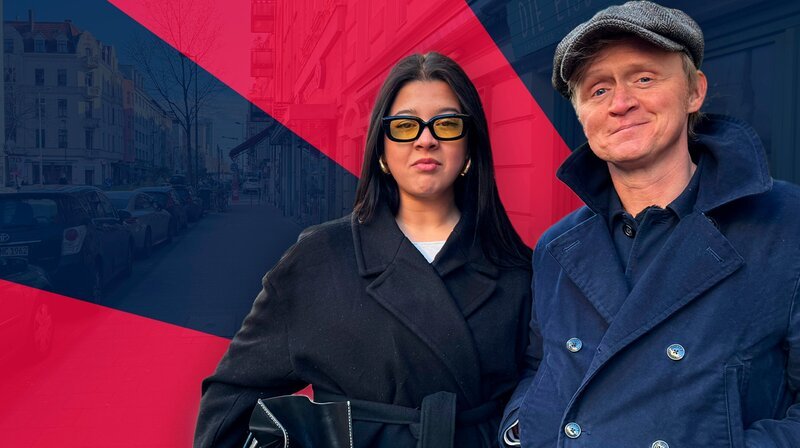 Eklig, dreckig und ineffizient. Nein, nicht Pierre M. Krauses Gesprächsführung, sondern die Kölner Stadtbahn. Zumindest laut Yasmine M’Barek, die ihn schneller von den Vorzügen eines E-Scooters überzeugt, als er seinen Recup-Becher aufessen kann. – Bild: SWR