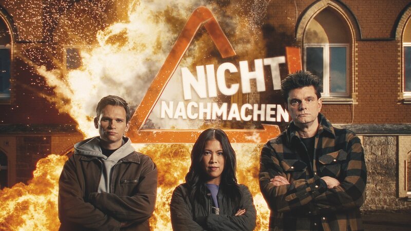 Fabian Köster (l.), Mai Thi Nguyen-Kim (M.) und Lutz van der Horst (r.) von „Nicht nachmachen!“ – Bild: ZDF