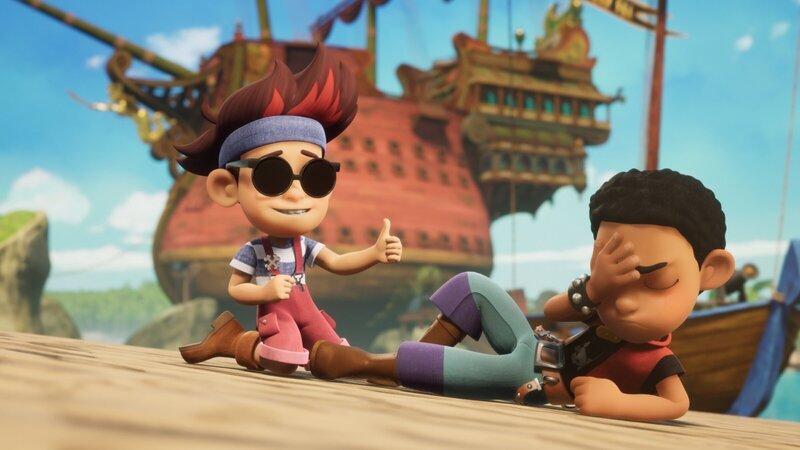 Raul verfolgt Finn auf Schritt und Tritt als Bodyguard, denn er will jede potentielle Gefahr von seinem Lebensretter abwenden. – Bild: Method Animation – Mediawan kids & family