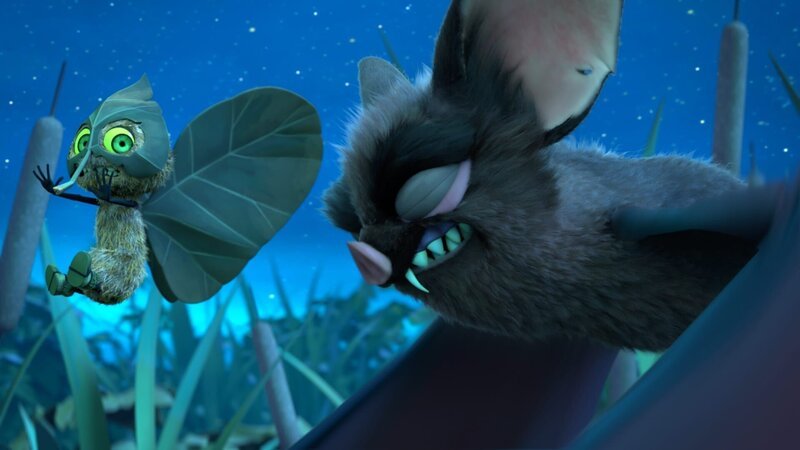 Incognito will seinen Mut beweisen, ist aber wohl etwas zu übermütig geworden. Er hat der Fledermaus ein Haar ausgerissen und wird nun von dem gefährlichen Blutsauger verfolgt. – Bild: ZDF/​2019 – METHOD ANIMATION – BIDIBUL PRODUCTIONS – ZDF ENTERPRISES
