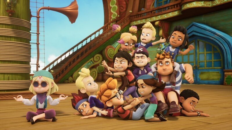 Die Schüler der Pirate Academy streiten vehement darüber, wer in seinem Leben die größte Heldentat vollbracht hat. – Bild: ZDF/​Method Animation Mediawan kids & family